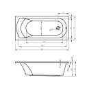 Riho Miami 160x70cm, rechteckige Badewanne, glänzende Oberfläche, ohne/mit Whirlpoolsystem