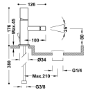 Tres Study Exclusive, Einhebel Bidetmischer, chrom