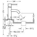 Tres Study Exclusive, Einhebel Waschtischmischer, chrom
