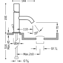 Tres Study Exclusive, Einhebel Waschtischmischer, chrom