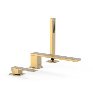 Tres Slim Exclusive, Einhebel Wannenrandbatterie, 24k Gold matt