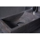 Forzalaqua Stein Waschbecken, VENETIA BLUESTONE MATT GESCHLIFFEN 40X22X10CM, 1XØ36MM, R