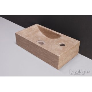 Forzalaqua Stein Waschbecken, VENETIA TRAVERTIN MATT GESCHLIFFEN 40X22X10CM, R