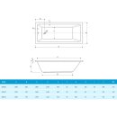 Rechteckwanne Langeoog 180 Solo (Ablauf Seite) 180x80x45cm