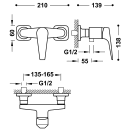 Tres Canig&oacute;-Tres Plus, Einhebel Brausemischer, chrom