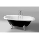 REGATA Freistehende Badewanne 175x85x61cm, Füsse Chrom matt, schwarz/weiss