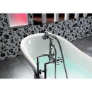 RETRO Freistehende Badewanne schwarz/weiss, 169x75x72cm, Füsse bronze,