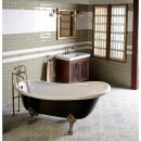 RETRO Freistehende Badewanne schwarz/weiss, 169x75x72cm, Füsse bronze,