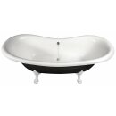 CHARLESTON Freistehende Badewanne schwarz/weiss, 188x80x71cm, Füsse weiss
