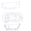 TISA Freistehende Badewanne 170x80 cm, weiss