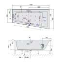 ANDRA R HYDRO-AIR Whirlpool Badewanne, 180x90x45cm, weiss