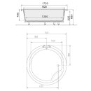 ROYAL ROUND Badewanne mit Rahmengestell 172x172x49cm weiss