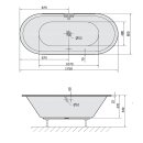 VIVA Ovale Badewanne mit Füssen 175x80x47cm, weiss