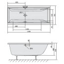 CLEO Rechteckwanne mit Rahmengestell 170x70x48cm, weiss